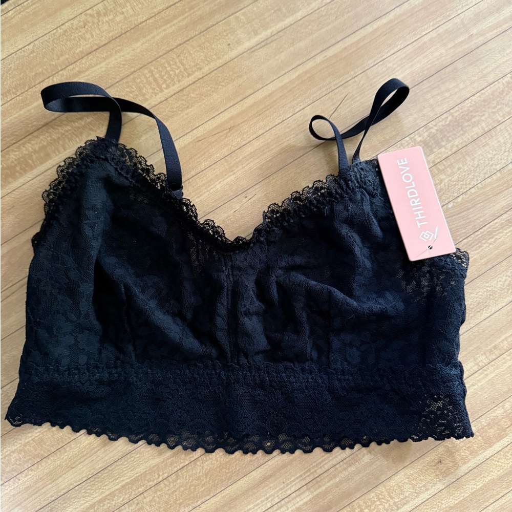 ThirdLove Black Lace Trim Bra with Adjustable Straps